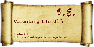 Valentiny Elemér névjegykártya